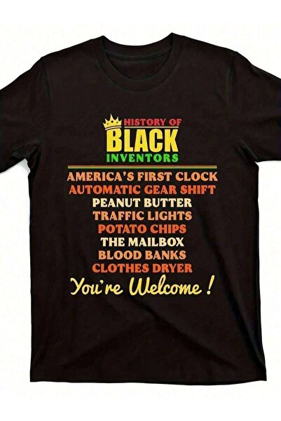 NOURAM Men'S Graphic-Shirt Retro Street Style Tee With History Of Black Inven...