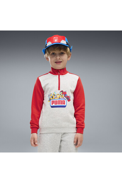 Puma x TRANSFORMERS Grafik-Sweatshirt mit halbem Reißverschluss für Kinder