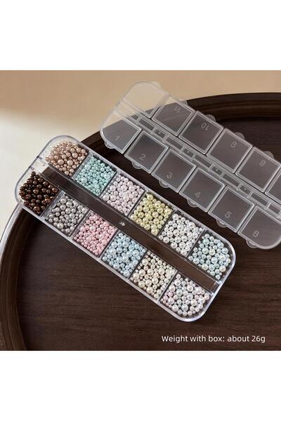 choice2 1 12Grids 3D Hight-Glossy Round Pearls Nail Charms Mixed-Sizes Dopami...