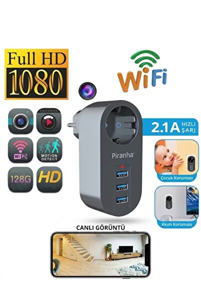 SICAK TAKİP Akım Korumalı Şarj Adaptörü Güvenlik Kamerası Wifi Mini Full HD 4...