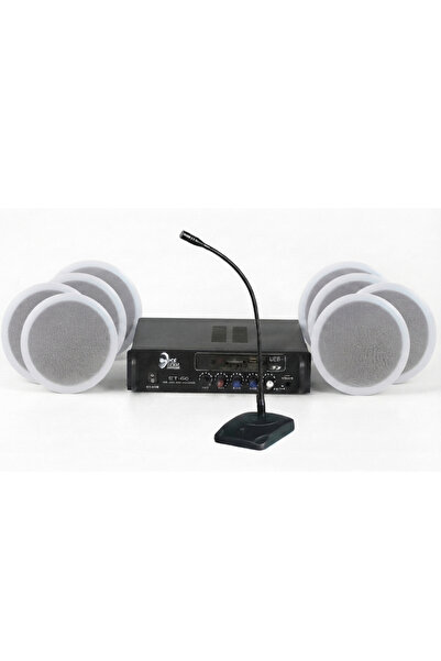 Cafe ve Ofisler İçin Hazır Ses Paketi: 8'li Tavan Hoparlör Mikrofon ve Bluetooth Amfi Seti