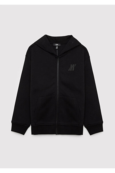 Mavi Hooded Zippered Black Sweatshirt Loose Fit / Relaxed Fit 6S10217-900