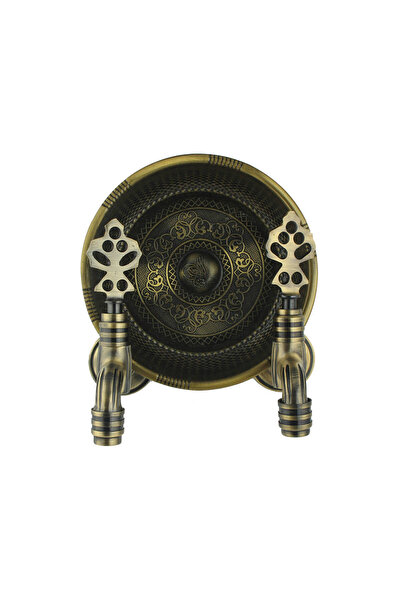FKN Antique Yellow Tumbled Brass Decorative Kurna with Hammam Stone and Doubl...