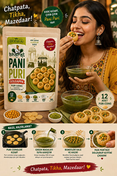 GEVGELIA BHARAT PANI PURI (GOLGAPPA) SETİ 12 ADET PURI VE MASALA KARIŞIMI İLE...