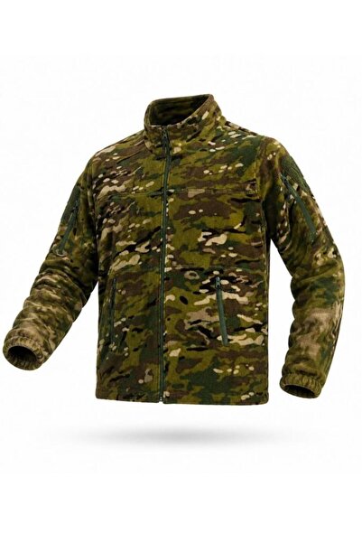 Karaca Unisex Zip-Up Tactical Fleece Coat & Cardigan - Multicam Camouflage, S...