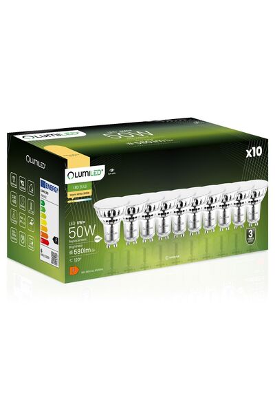 Lumiled 10x Bec LED GU10 Spot PAR16 6W = 50W 580lm 3000K Cald 120 °