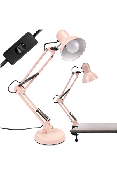 Lumiled Lampă de birou E27 TOBI roz pastel + Suport pentru lampă de masă