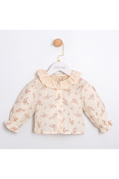 Coolimino Baby Girl Collared Shirt with Flowers