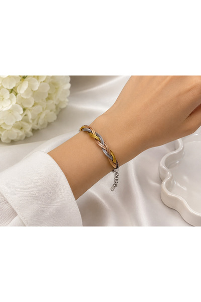 Bymiel 316L Stainless Steel Three Color Mesh Chain Bracelet