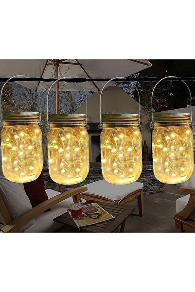 Generic Set 4 Lămpi Solare Suspendate tip Borcan Mason – 20 LED-uri, IP65