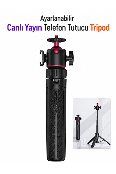 Dexmon 65 cm Telefon Tripodu 360° Döner Başlıklı Selfie Stick Ayarlanabilir T...