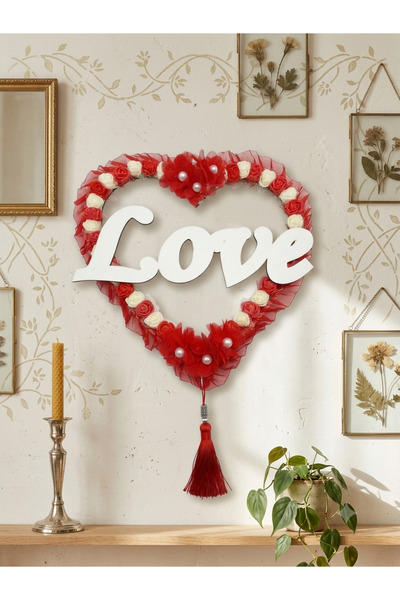 Generic Brand Love Wooden Ornament Heart Motif Wall Door Ornament Engagement ...