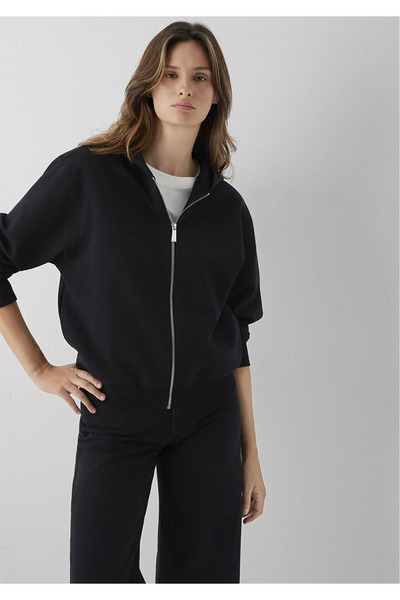 Mavi Hooded Zippered Black Sweatshirt Loose Fit / Relaxed Fit 1S10569-900
