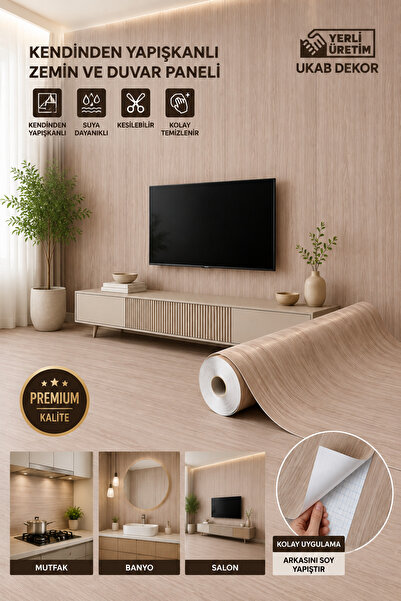 UKAB DEKOR 70x280 Cm Kendinden Yapışkanlı Premium Yüzey Pratik Uygulamalı Zemin Kaplama Paneli f002