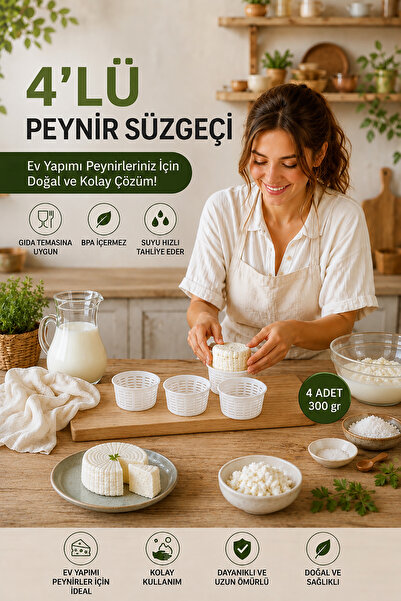 Akyüz Plastik 🧀   4-Piece Cylinder Cheese Strainer Mold 300 Gr |   Saganaki ...