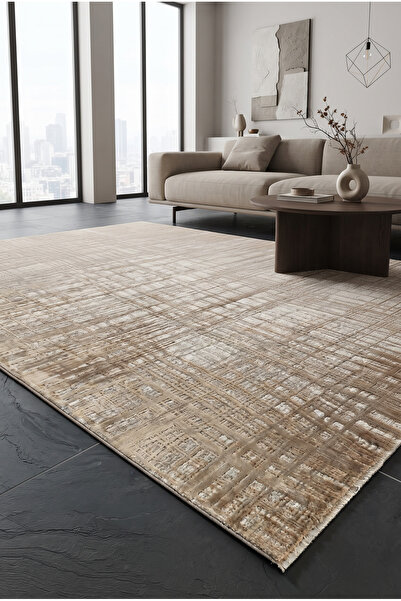 Pastel Modern Geometrik Desenli Gold Dokuma Halı Oturma Odası Salon Yatak Oda...