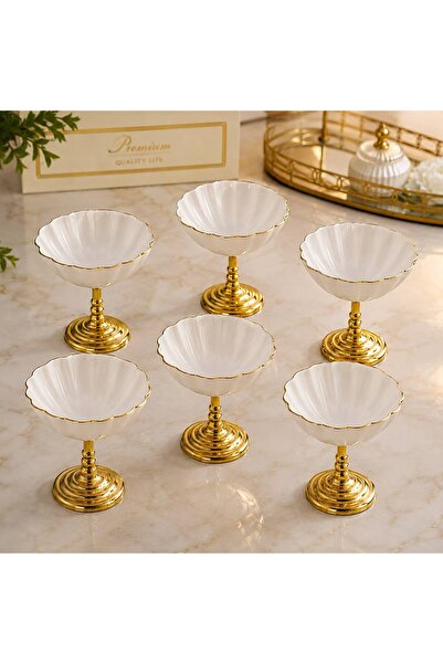 CHANCE GİFT Mini 6-Piece Porcelain Bowl with Metal Legs, Turkish Delight Bowl...