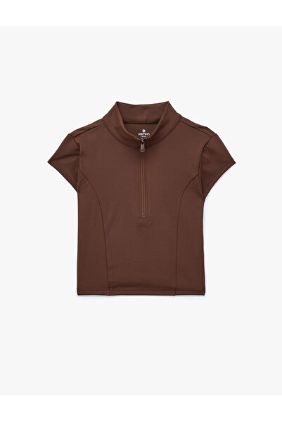 Koton Half Zip Slim Fit Stand Collar Short Sleeve Sports T-Shirt
