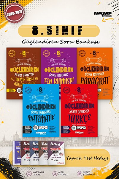Ankara Yayıncılık 8.Sınıf Güçlendiren Türkçe Matematik Fen Paragraf İnkılap S...
