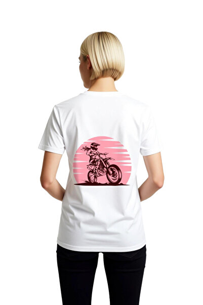 PayBuy تي شيرت نسائي بأكمام قصيرة مطبوع عليه Motocross Pilot بتصميم ديناميكي ...