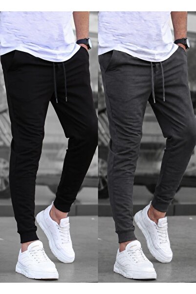 TORUK MAKTO Set of 2 Unisex Ribbed Leg Sweatpants Jogger Comfortable Fit Dail...