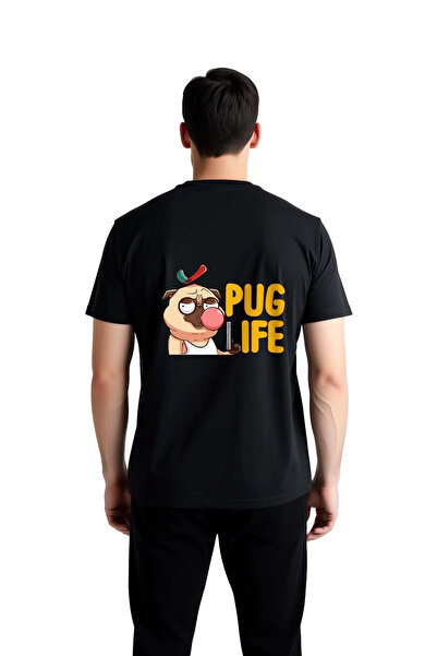 PayBuy Men's Pug Printed Retro Typography Short Sleeve T-Shirt 100% Cotton Re...