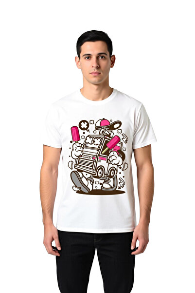 PayBuy Muška majica sa retro robotom i štampanom ledom, 100% pamuk, opuštenog...
