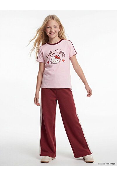 LC Waikiki Pink Crew Neck Printed Girl's T-Shirt