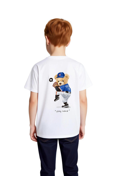PayBuy Children's Baseball Themed Graphic Printed Short Sleeve T-Shirt with M...