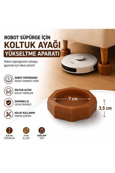Razmo Robot Süpürge İçin Koltuk Ayağı Yükseltme Aparatı 3,5 cm Yükseltir 7 cm...