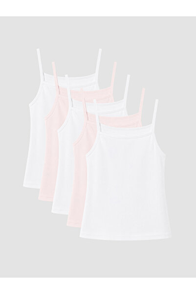 LC Waikiki Square Roba Collar Girl's Underwear Undershirt 5-Pack for Style Se...