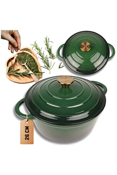 HAGE OALĂ DIN FIER BAGHETAT EMAILATĂ 22cm 3L VERDE