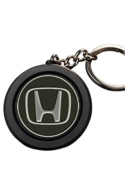 Premium Flip (İç Kısmı Dönen) Honda Logolu Anahtarlık Siyah Gümüş Tasarım