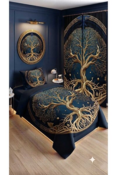 Elmas Dizayn 280*240 Cm. Special Design Single Bedding Set with Background Cu...