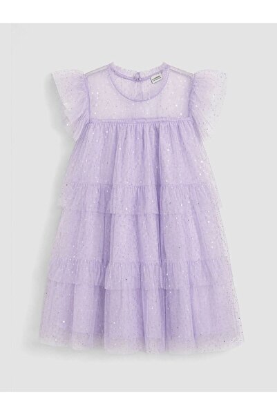LC Waikiki LCW Kids Lila Fırfırlı Kız Çocuk Simli Tütü Elbise