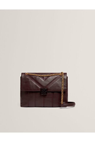 Ted Baker Μπορντό Δερμάτινη Τσάντα με αλυσίδα