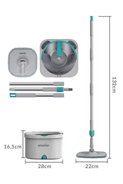 SMARTER Aqua Master Üçgen Aparat ve Premium Mikrofiber Bez 3’Lü 40x40 Hediyeli Temiz & Kirli Su Ayırma Temizlik Seti Paspas