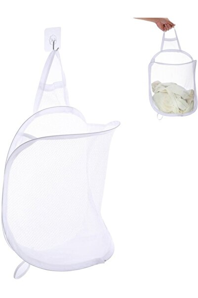 STARSTAR White hanging laundry basket with mesh