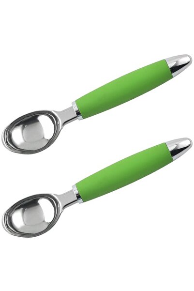 STARSTAR Ice cream scoop set (2 pieces), stainless steel non-slip handle, green.