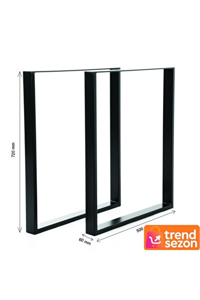 MACVI Set de 2 picioare de masă din metal negru mat — Design industrial moder...