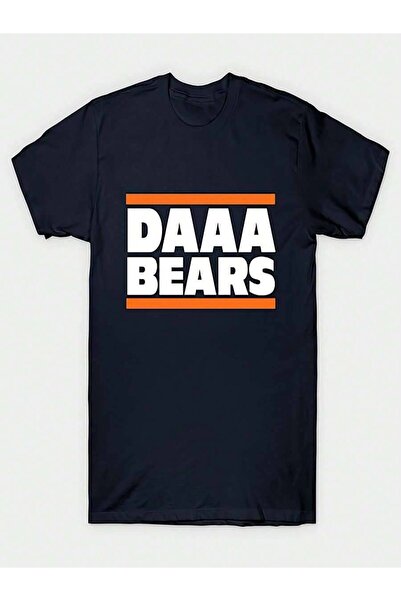 9JY تي شيرت أزرق داكن بنمط DAAA BEARS، تصميم كاجوال بأكمام قصيرة وياقة مستدير...