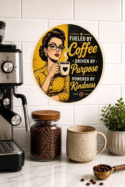 Mayeka Alimentat de cafea, împins de scop, decor de perete rotund retro din M...