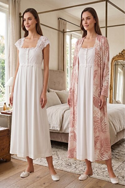 Puerpera Effortt Maternity Patterned Dressing Gown and Nightgown 2315