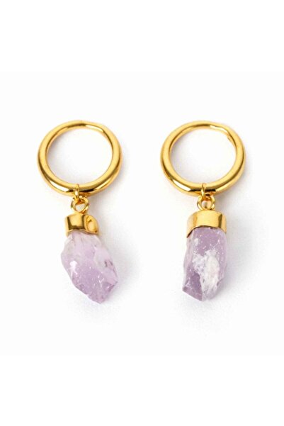 craftmystic Cercei Argint 925 Placat Aur 18K cu Ametist Brut - Claritate, Cal...