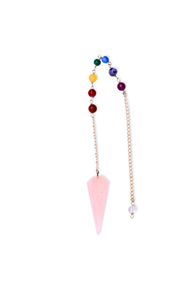 craftmystic Pendul radiestezie din Cuart Roz cu 7 Margele Chakre pentru Vinde...