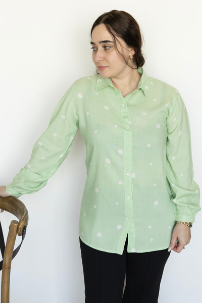 LINELLE Sage Green Polka Dot Classic Shirt