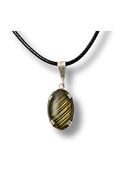 craftmystic Oval Labradorite Necklace on Waxed Thread - Inner Clarity, Intuit...