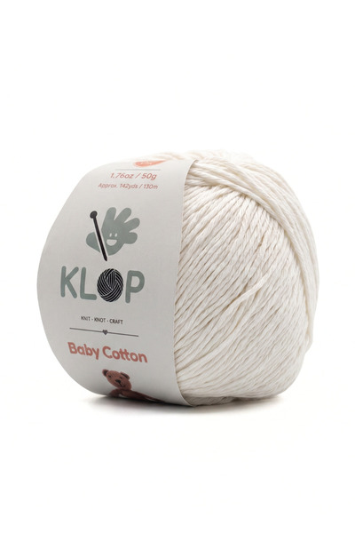 KLOP Punch Panç İpi %100 Pamuk Baby Soft Cotton 50 gr 130 Metre Örgü İp Ekru