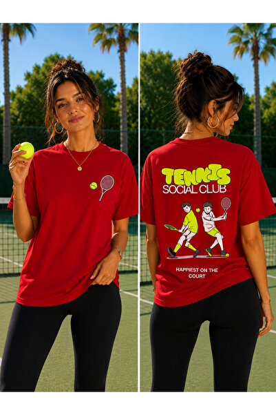 VODEXA Μπλουζάκι Unisex Oversize με στάμπα τένις, 100% βαμβάκι, με θέμα το τέ...