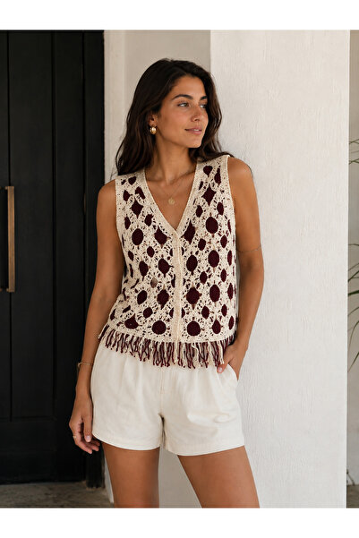 VERYMODA Tassel Detailed Knitted Knitwear Vest